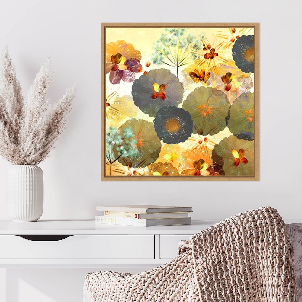 Photos - Other Decoration Amanti Art 22"x22" Textured Hedgerow Rust by Northern Lights Framed Canvas Wall Art Print