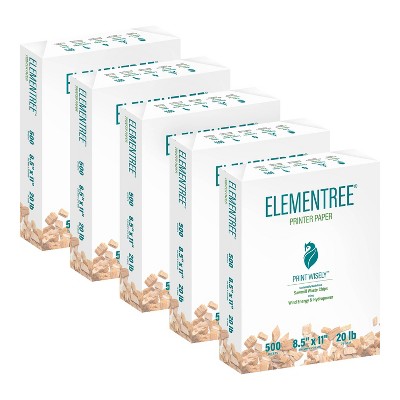 5pk 500 Sheets/Pack 20lb Sustainable Multipurpose Paper 8.5"x11" - Elementree