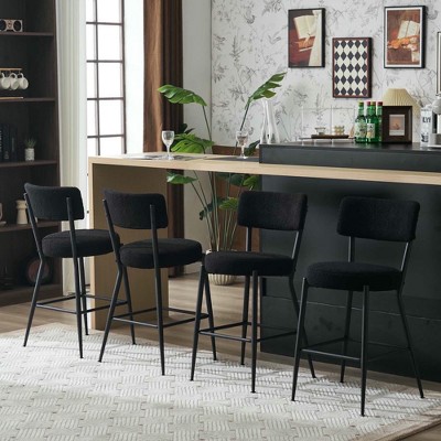 Resenkos Counter Bar Stools, Counter Stool,Set of 4 Modern Bar Stools with Metal Base for Kitchen, Dining and Living Room,Black