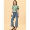 INSPIRE CHIC Women's Ruffled Short Sleeve Floral Mock Neck Summer Top - 2 of 4