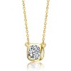 Guili Sterling Silver 14K Gold Plated Solitaire Necklace with Bezel Set Clear Cubic Zirconia Offers a Minimalist, Elegant Touch for Any Occasion - 2 of 2