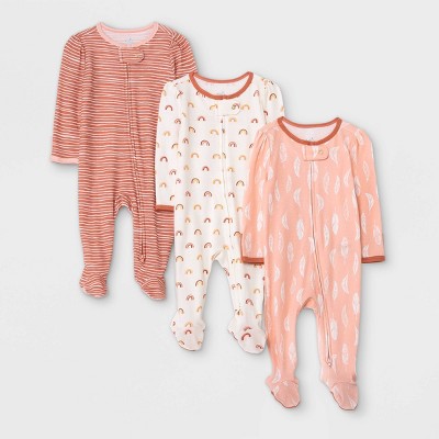 Baby Girls' 3pk Earth & Sky Sleep N' Play - Cloud Island™ Pink