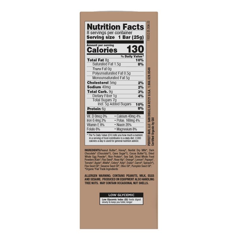 Perfect Bar Dark Chocolate Chip Peanut Butter Snack Size Protein Bars - 7oz/8ct, 3 of 13