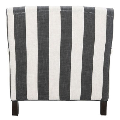 Chloe Black and White Striped Linen Arm Chair