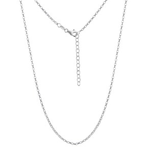Links of Italy Sterling Silver Diamond-Cut Rolo Chain - Rhodium Plated - Silver - 16+2 Inch - 1 of 2