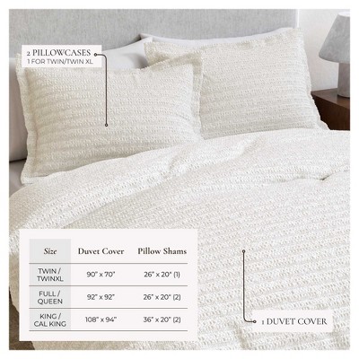 Natural Cotton Textured Waffle Weave Twin/Twin XL Duvet Cover Set