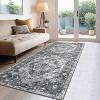 Acekool 8x10 Washable Rug – Vintage Botanical Non-Slip Carpet, Ultra-Thin Floor Mat for Living Room & Bedroom, - 2 of 4