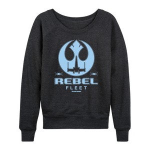 Women's - Star Wars - Rebel Fleet Flight Patch Lightweight French Terry Wide Neck Long Sleeve Shirt - 1 of 4