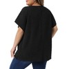 Women's Plus Size Textured V Neck Short Sleeve Solid Summer Casual Blouses - Agnes Orinda - 4 of 4