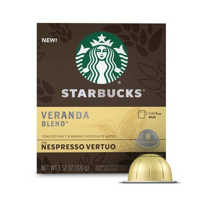 Starbucks Coffee Capsules for Nespresso Vertuo Machines — Blonde Roast Veranda Blend — 1 box (8 coffee pods)