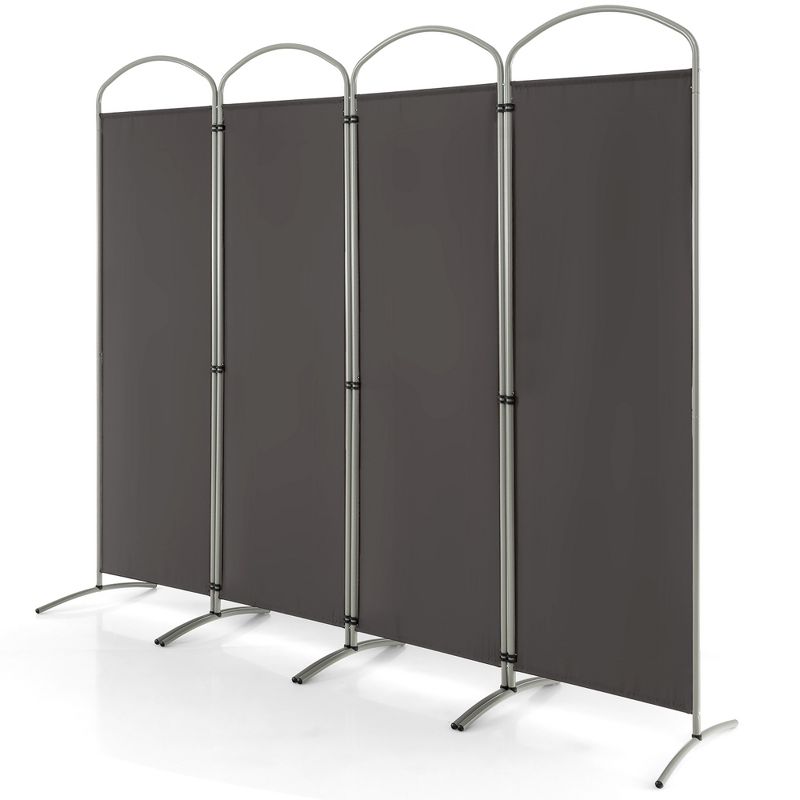 Costway 4 Panels Folding Room Divider 6 Ft Tall Fabric Privacy Screen Black/Brown/Grey/White, 1 of 11