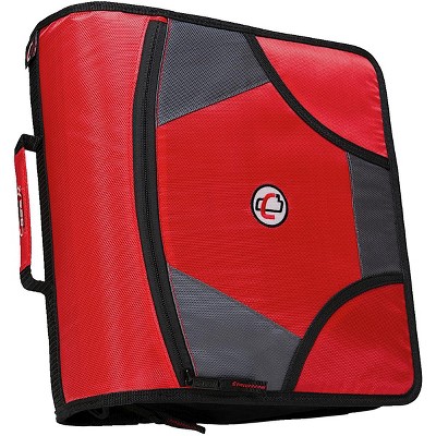 Case-it Zipper Binder with 5 Tab Files, D-Ring, 4 Inches, Red