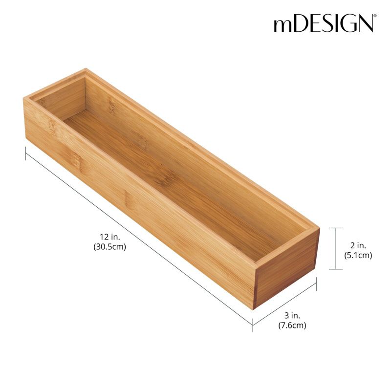 mDesign Wooden Bamboo Office Drawer Organizer Box Tray, 4 of 9