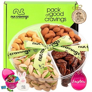 Premade Easter Gift Baskets for Adults & Kids, Candy Filled Eggs + Bunny - Gourmet Nut Platter (4 Piece Assortment) - 1 of 4