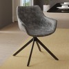 LeisureMod Markley Leather Dining Chair with 360-Degree Swivel Armchair and Powder-Coated Iron Legs Set of 2 - 2 of 4
