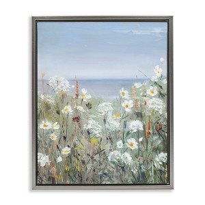 Stupell Industries Spring Daisy Flower Blooms Beachside Ocean View Floating Frame Canvas Art, Gray, 25" x 31" - 1 of 4