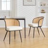 Bekrvio Rattan Dining Chairs - Cane Back & Curved Arm,Boucle Fabric Upholstered, Mid Century Modern Kitchen Chairs for Living Room - 4 of 4
