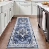 9x12 Area Rug Washable, Low-Pile Rug with Non-Slip Rubber Backing, Boho Vintage Style, Ideal for Bedroom Living Room Home Office Playroom, Blue - 2 of 4