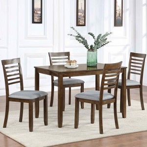 MAYEERTY Set of 4 Wooden Dining Chairs, Padded Upholstered Seat, Dining Room Living Room, Gray - 1 of 4