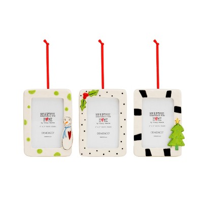 Demdaco Christmas Pattern Frame Ornaments - 3 Assorted : Target