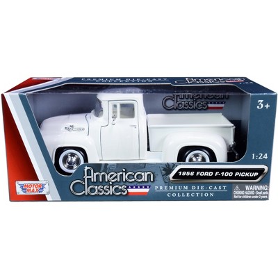 1956 Ford F-100 Pickup Truck White with Whitewall Tires "American Classics" 1/24 Diecast Model Car by Motormax