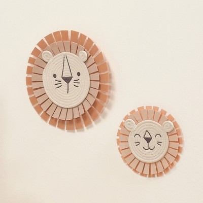 Earth Tone Cotton Blend Yarn and Felt Lion Wall Decor Set