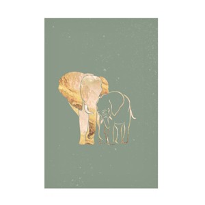 Sarah Manovski  'Sage Green Gold Elephants 1' Canvas Art - 1 of 4
