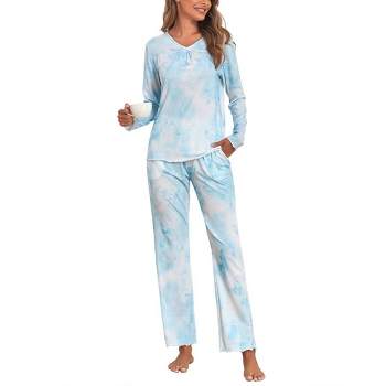Women's Pajama Set Tie Dye Two Piece Long Sleeve Tops and Pants Sleepwear Soft Loungewear Pjs