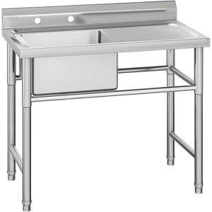 Acekool Stainless Steel Utility Sink, Single Bowl Commercial Prep Sink with Workbench, 25"x37" for Kitchen, Garage, Laundry - 1 of 4