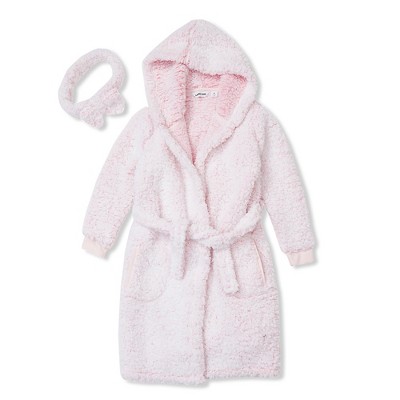 Lands' End Kids High Pile Plush Hooded Robe and Headband