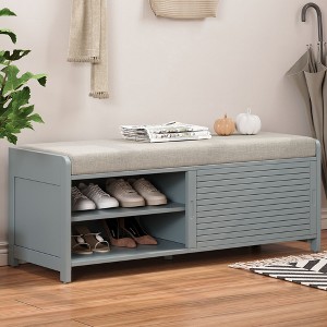 NicBex Chic 43.3" Shoe Bench with Storage,Entryway Bench with Cushion,Shoe Rack Bench with Vintage Charm,Storage Bench for Bedroom,Entryway - 1 of 4
