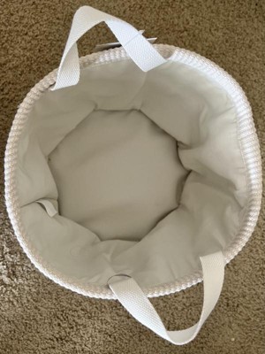 Tufted Fabric Medium Round Storage Basket - Khaki And Cream - Cloud ...