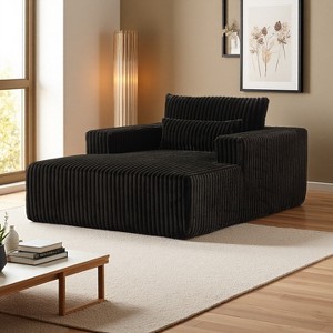 75" Corduroy Lounge Sofa Chair with High-Resilience Sponge & Pillow - 1 of 4