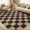 Modern Checkered Area Rugs Washable Easy Jute Bedroom Carpet - 4 of 4