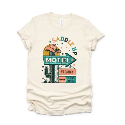Simply Sage Market Women's Saddle Up Motel Distressed Short Sleeve Graphic Tee