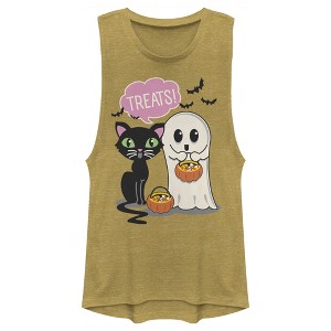 Juniors Womens Lost Gods Halloween Treat Friends Festival Muscle Tee - 1 of 4