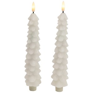 Northlight LED Flickering Flameless Wax Tapered Christmas Tree Candles - 9.75" - White - Set of 2 - 1 of 4