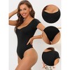 INSPIRE CHIC Women's Square Neck Tummy Control Short-Sleeve Leotard Bodysuit Top 3 Packs - image 3 of 4