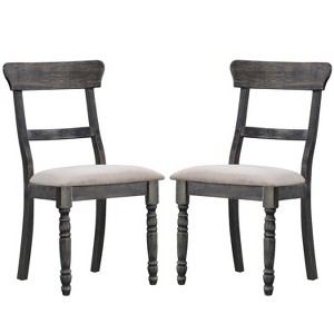 Simple Relax Set of 2 Linen Upholstered Side Chairs in Weathered Gray and Light Brown - 1 of 4