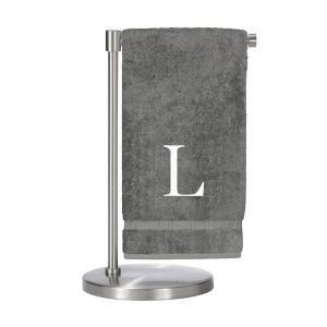 BC BARE COTTON Monogrammed Bath Towel, Personalized Gift, Set of 2 - Gray - Silver Block - 1 of 4