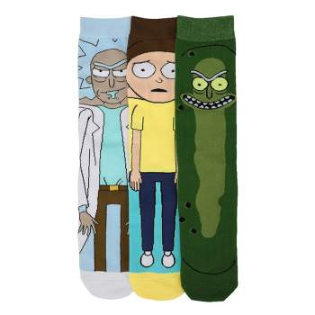 Rick & Morty Animigos Characters Men's 3-Pack Casual Crew Socks