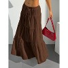 Women's Boho Maxi Skirt - Flowy Flared Ruffle Design for Summer & Going Out Outfits Brown - 3 of 4