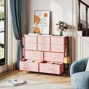 Multifunctional Drawer Tower - Spacious Storage with 10 Drawers, Fabric Pockets, Hooks, Sturdy Steel Frame, Waterproof Wood Top, Anti-Tip Safety, - 1 of 4