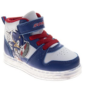 Disney Pixar Cars Lightning McQueen High Top Sneakers Boys - Race Car Design Lace-Up/Velcro Athletic Ankle Support (Toddler – Little Kid) - 1 of 1