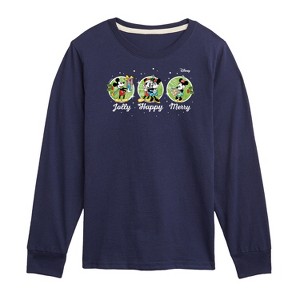 Boys' - Disney - Mickey and Minnie Jolly Happy Merry Christmas Long Sleeve Graphic T-Shirt - 1 of 4