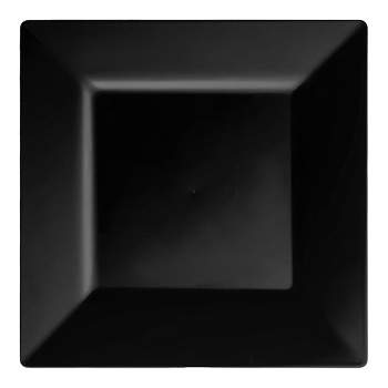 Smarty Had A Party 8" Black Square Plastic Salad Plates (120 Plates)