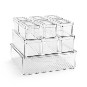 Clear Stackable Refrigerator Storage Bins with Lids - Perfect for Kitchen Organization, Pantry and Fridge Storage - 1 of 4