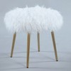 Dexmalle Faux Fur Accent Ottoman with Gold Legs,White - 4 of 4