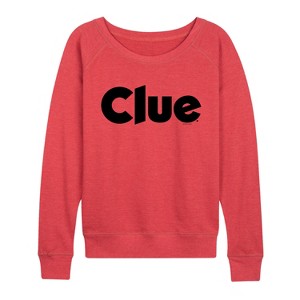 Women's - Clue - Clue Logo Lightweight French Terry Wide Neck Long Sleeve Graphic Shirt - 1 of 3