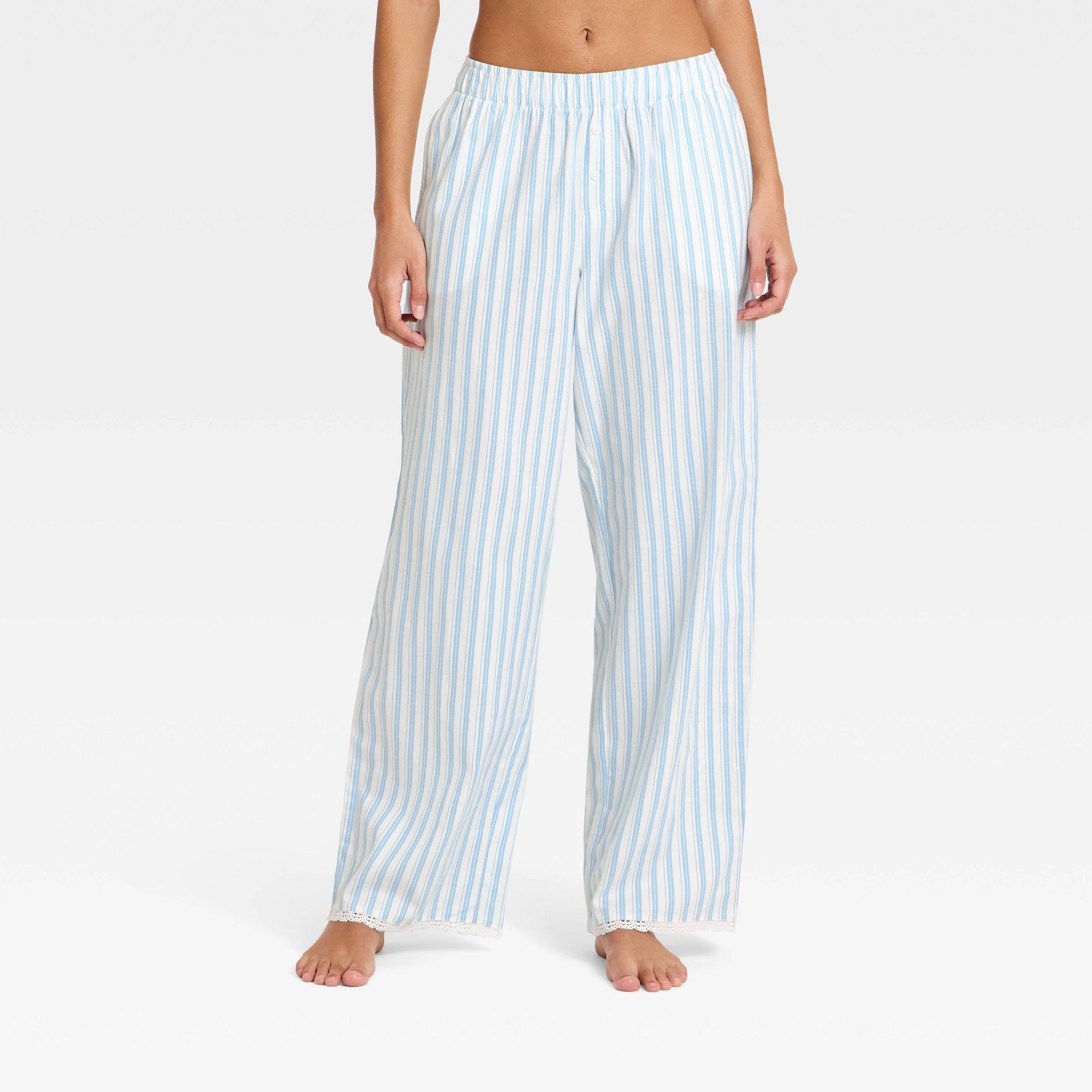Women's Lace Trim Flannel Pajama Pants - Wild Fable™